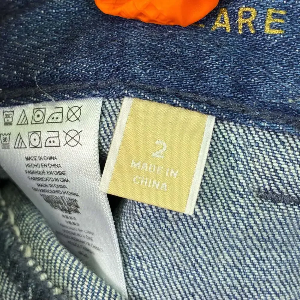 Michael Kors Women's Flare Denim Jeans with Gold Zipper Pockets Size 2
